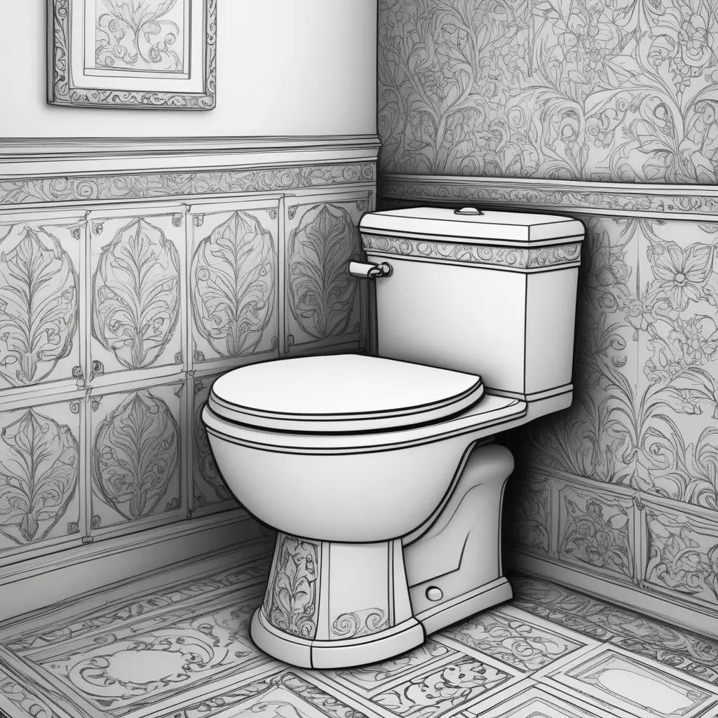 toilet in a bathroom with skibidi toilet coloring pages