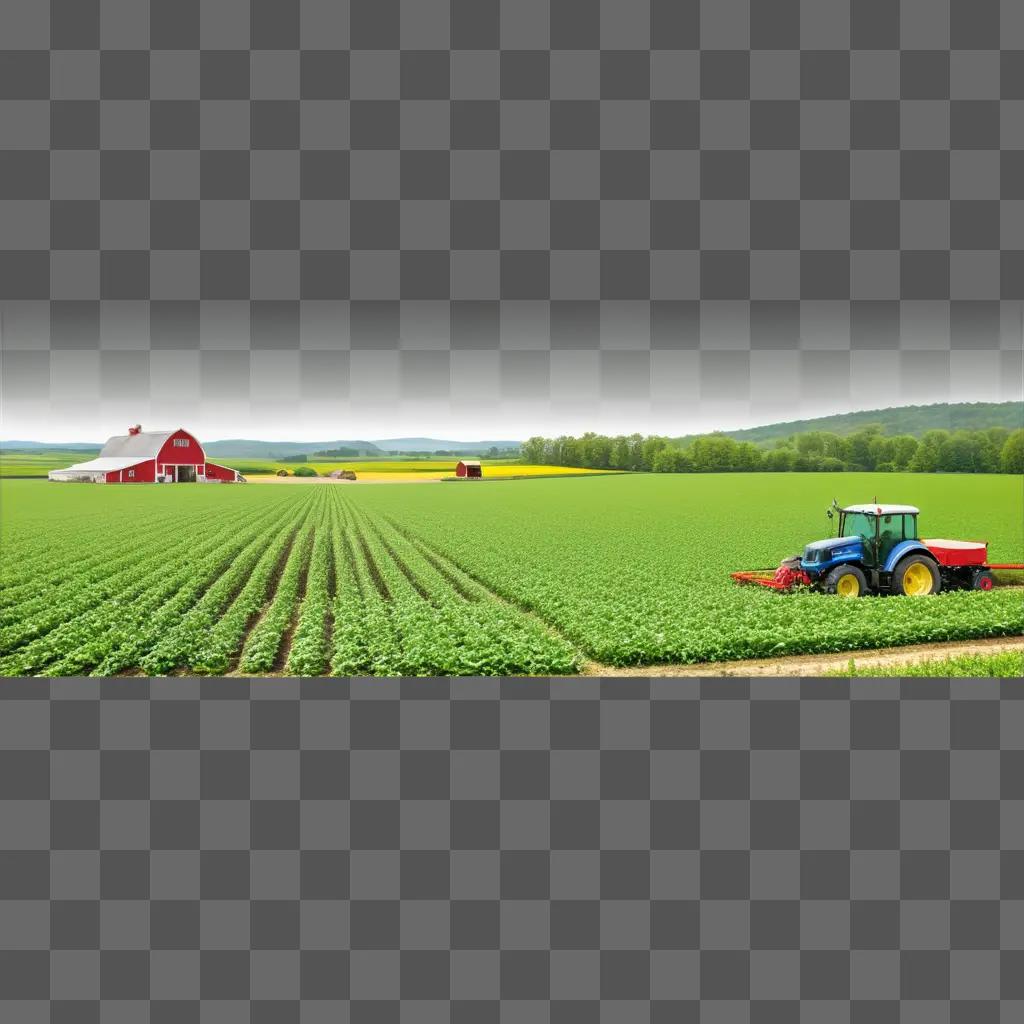 tractor plows a field in a rural area