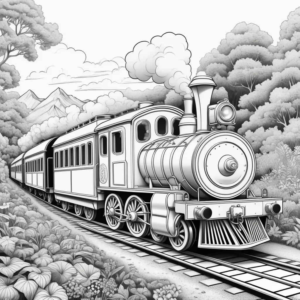 train coloring page with steam coming out of the engine