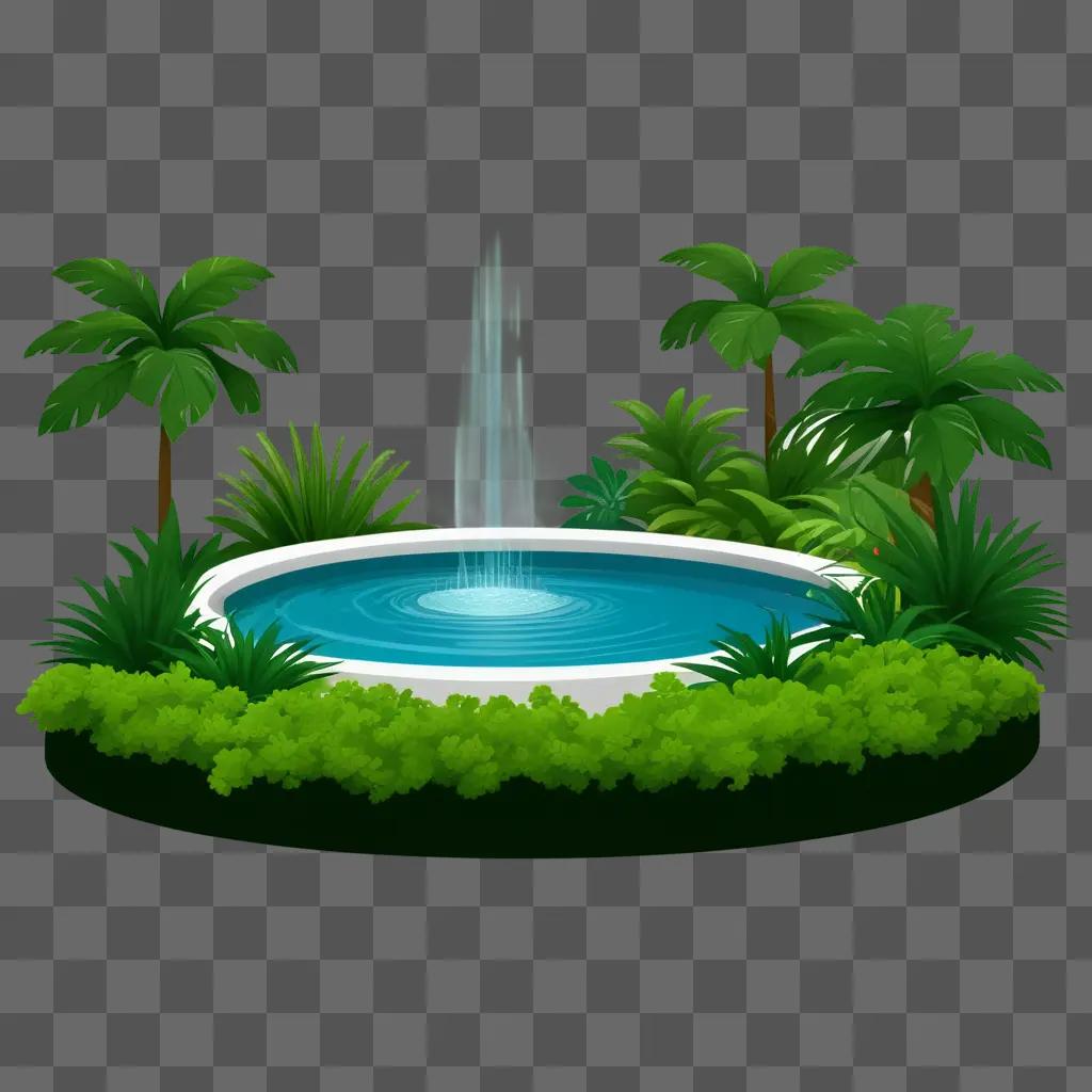 tranquil garden scene featuring a relaxing fountain