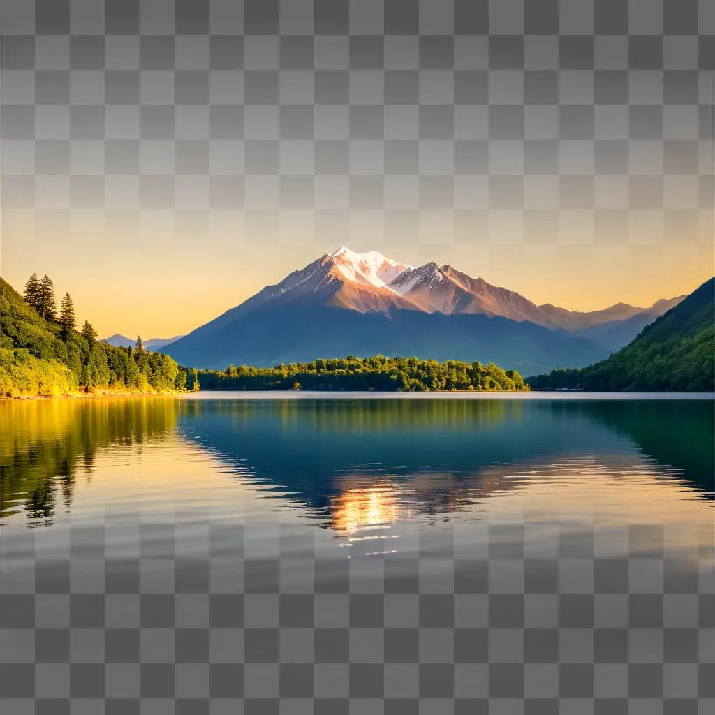 tranquil lake with snow-capped mountains in the background