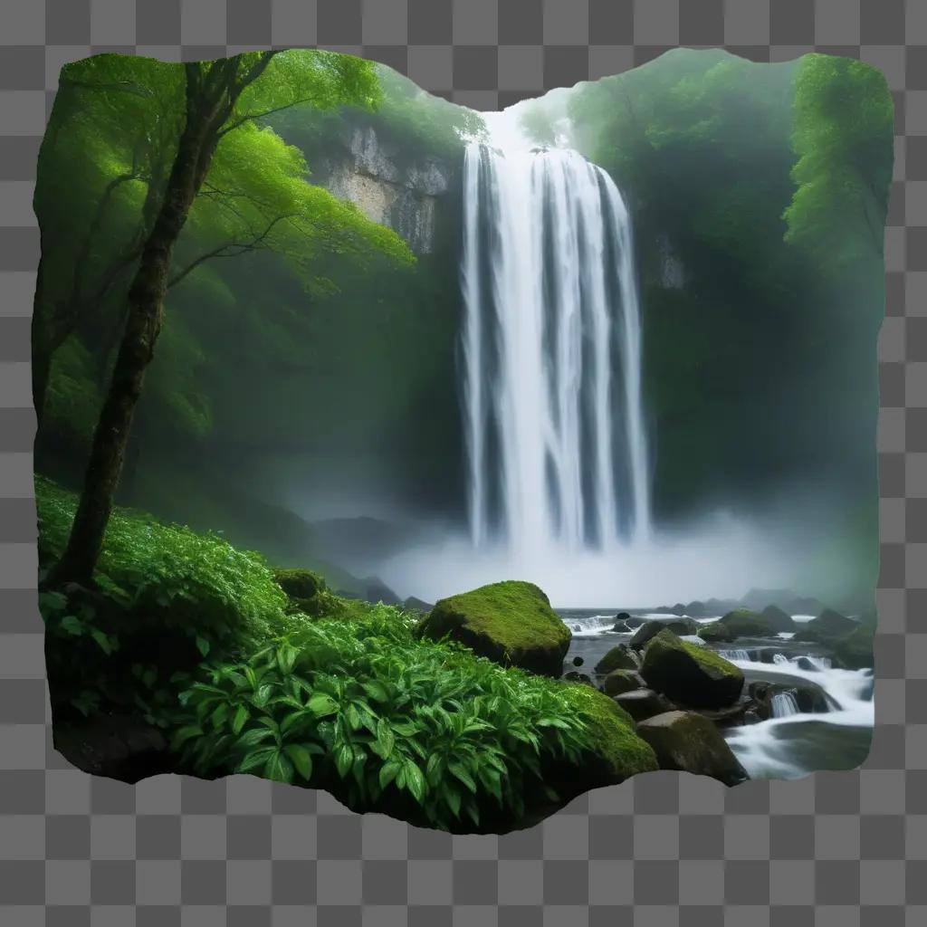 tranquil waterfall in a lush green forest