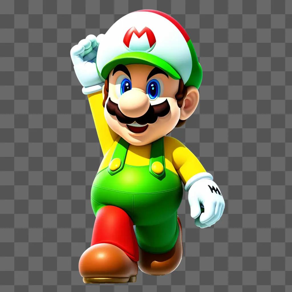 transparent Mario character with a green shirt, yellow hat, and red pants