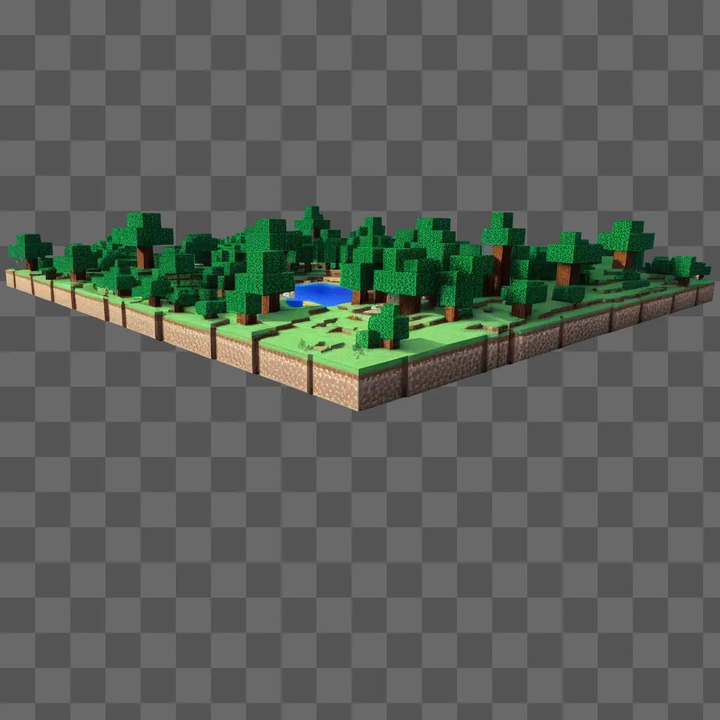 transparent Minecraft forest landscape with trees and water