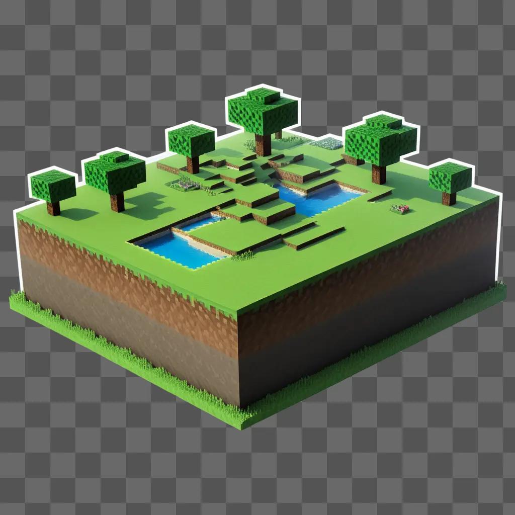 transparent Minecraft map with green grass and trees