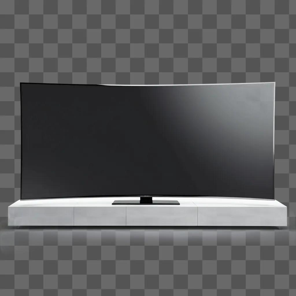 transparent TV set with a modern design and a white base