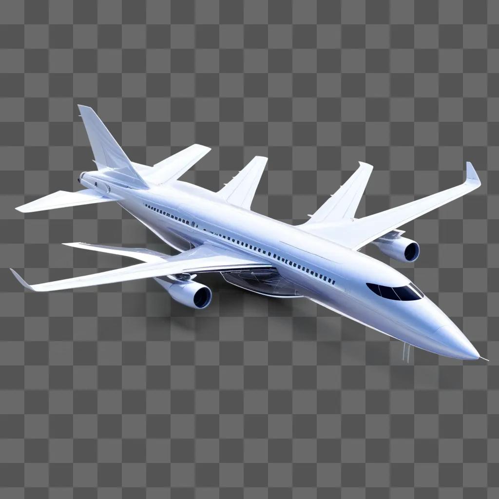 transparent airplane sits on a gray background