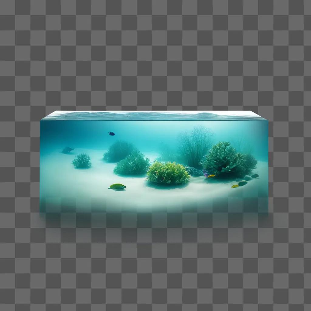 transparent aquarium with fish and coral in it