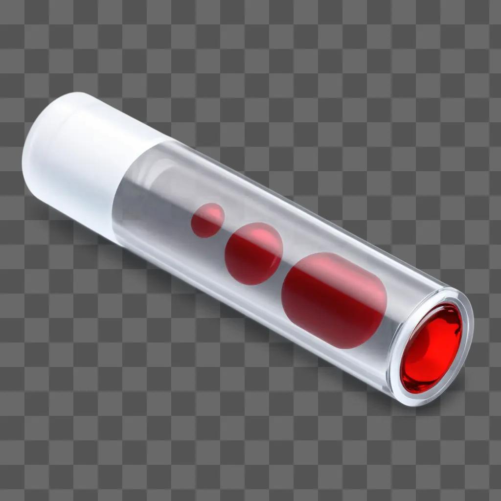 transparent blood tube with red liquid inside