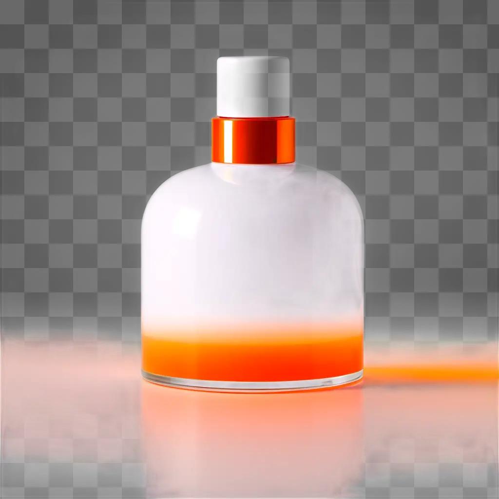 transparent bottle with an orange cap