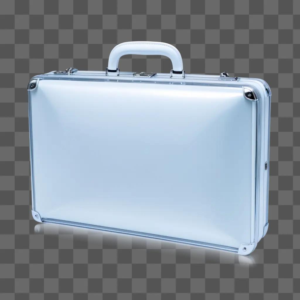 transparent briefcase with a silver handle