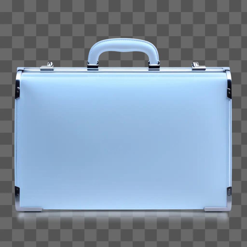 transparent briefcase with a silver handle