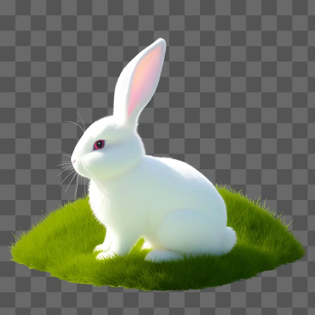 transparent bunny sits on a green surface