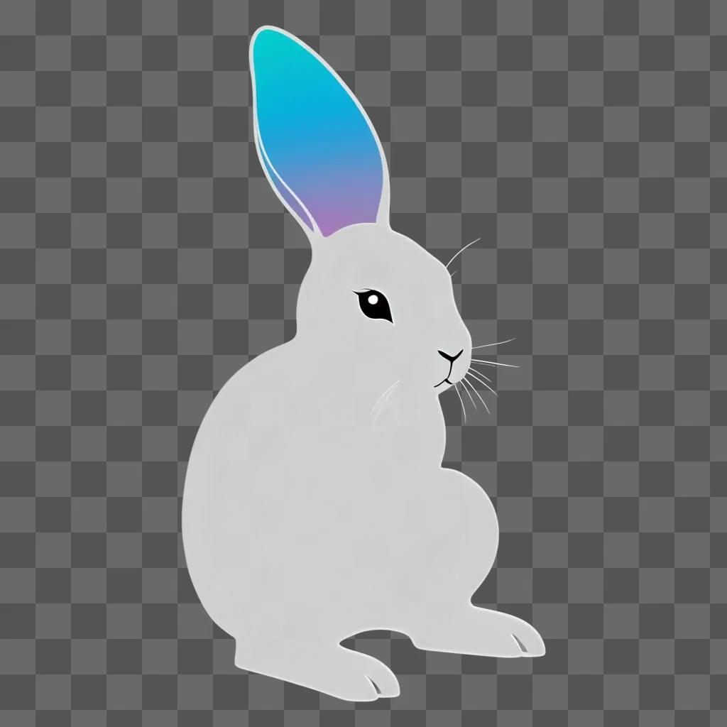 transparent bunny with a glowing blue ear