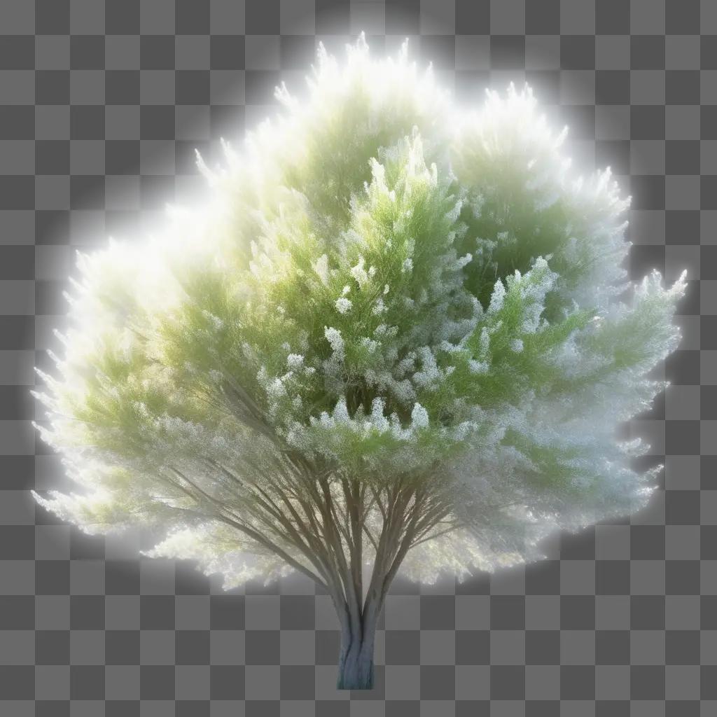 transparent bush stands alone on a green background