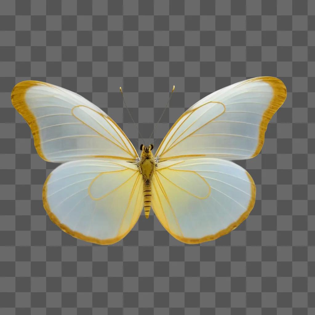 transparent butterfly sits on a white background