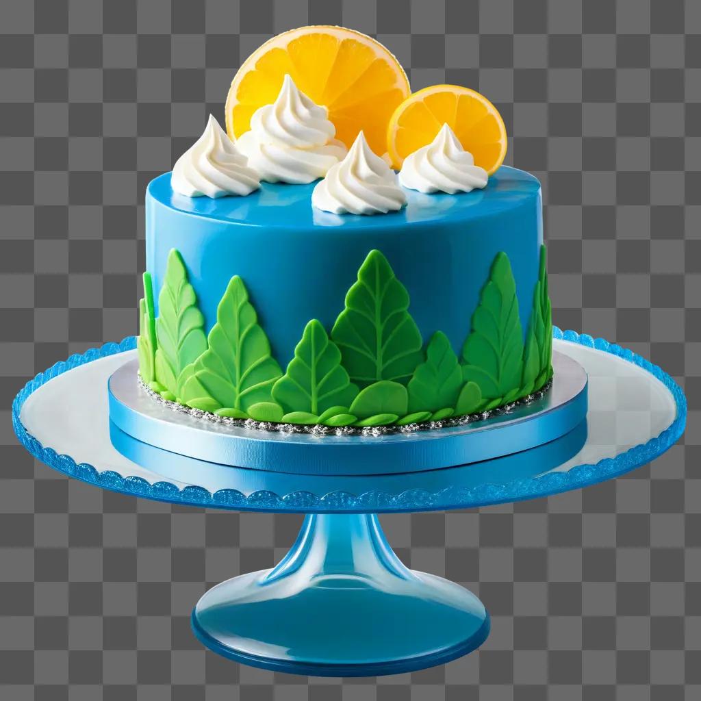 transparent cake with white frosting and orange slices on top