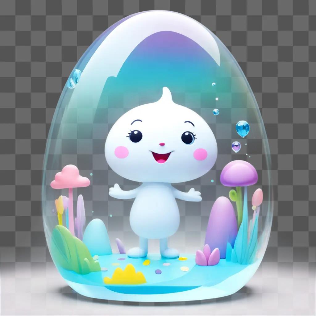 transparent cartoon of a smiling character in an egg