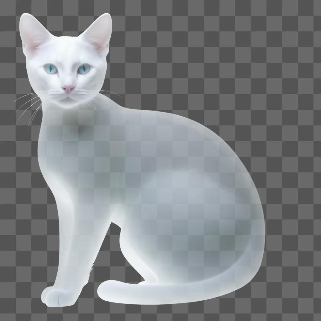 transparent cat with blue eyes and white fur