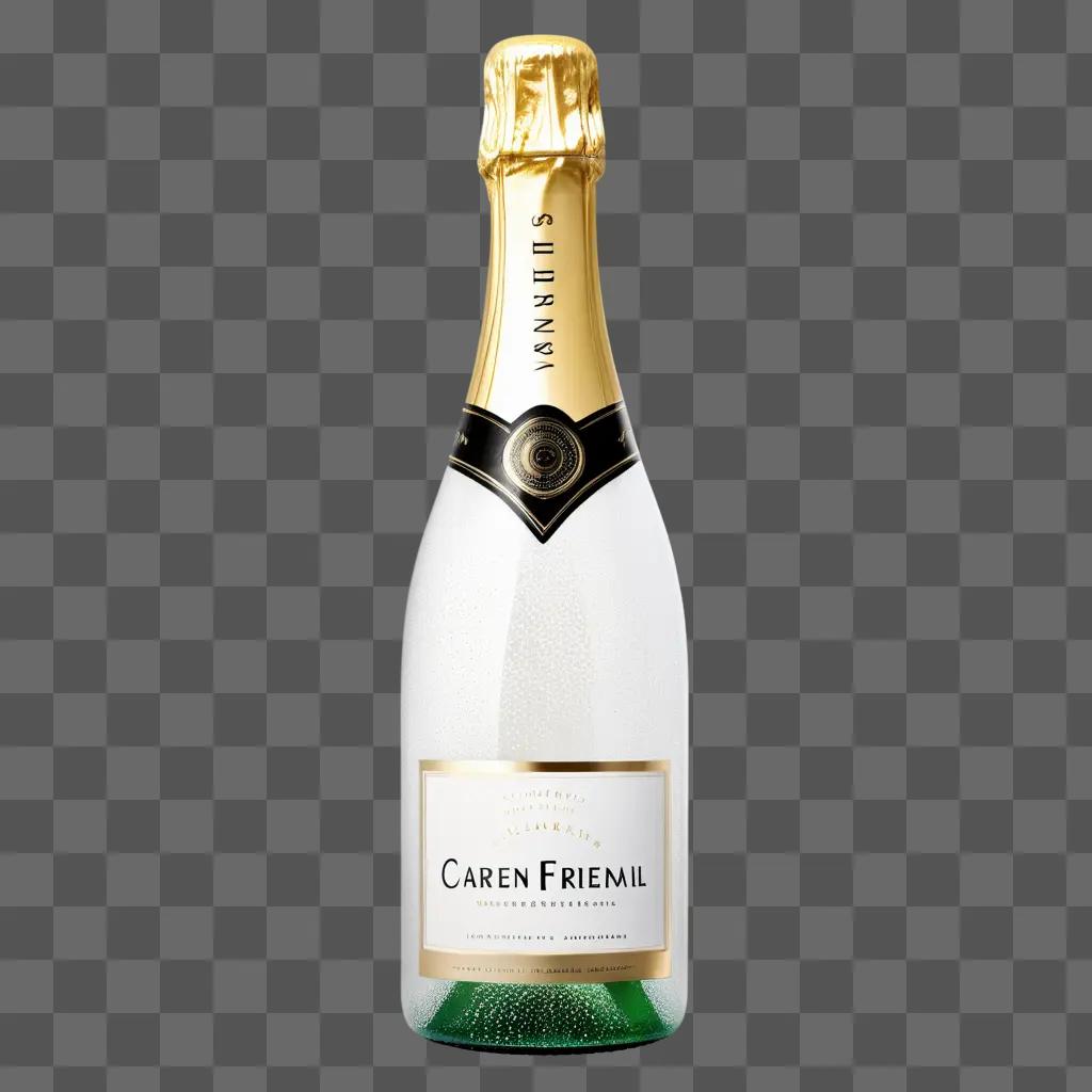 transparent champagne bottle on a gray background