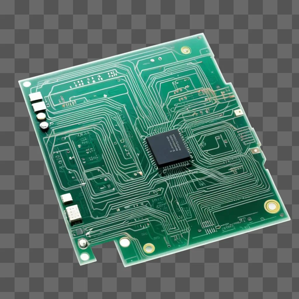 transparent circuit board with a black processor