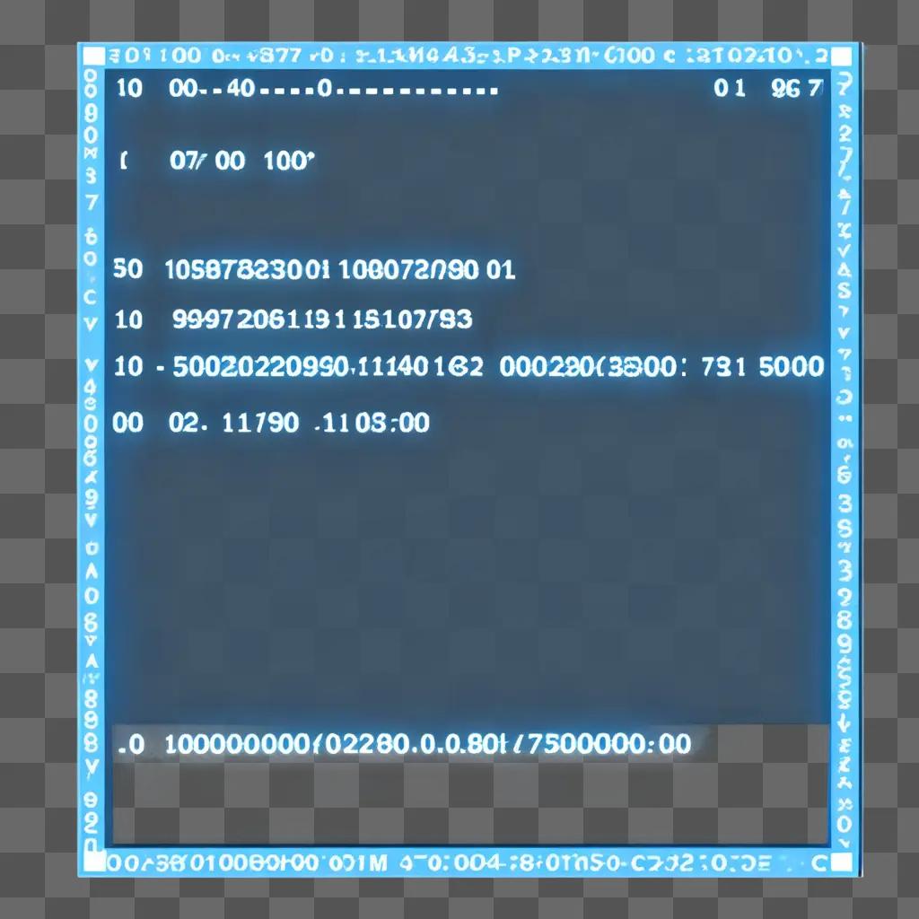 transparent computer screen displaying numbers