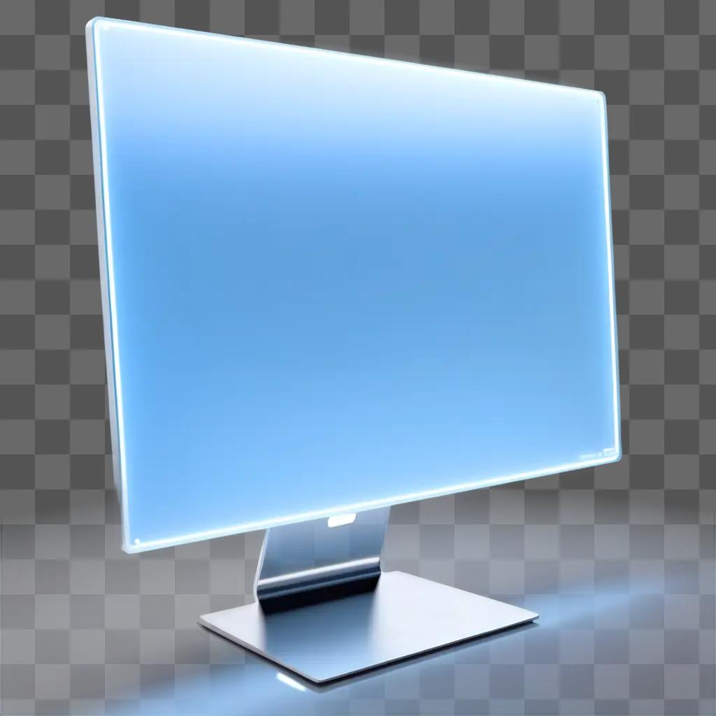 transparent computer screen on a blue background