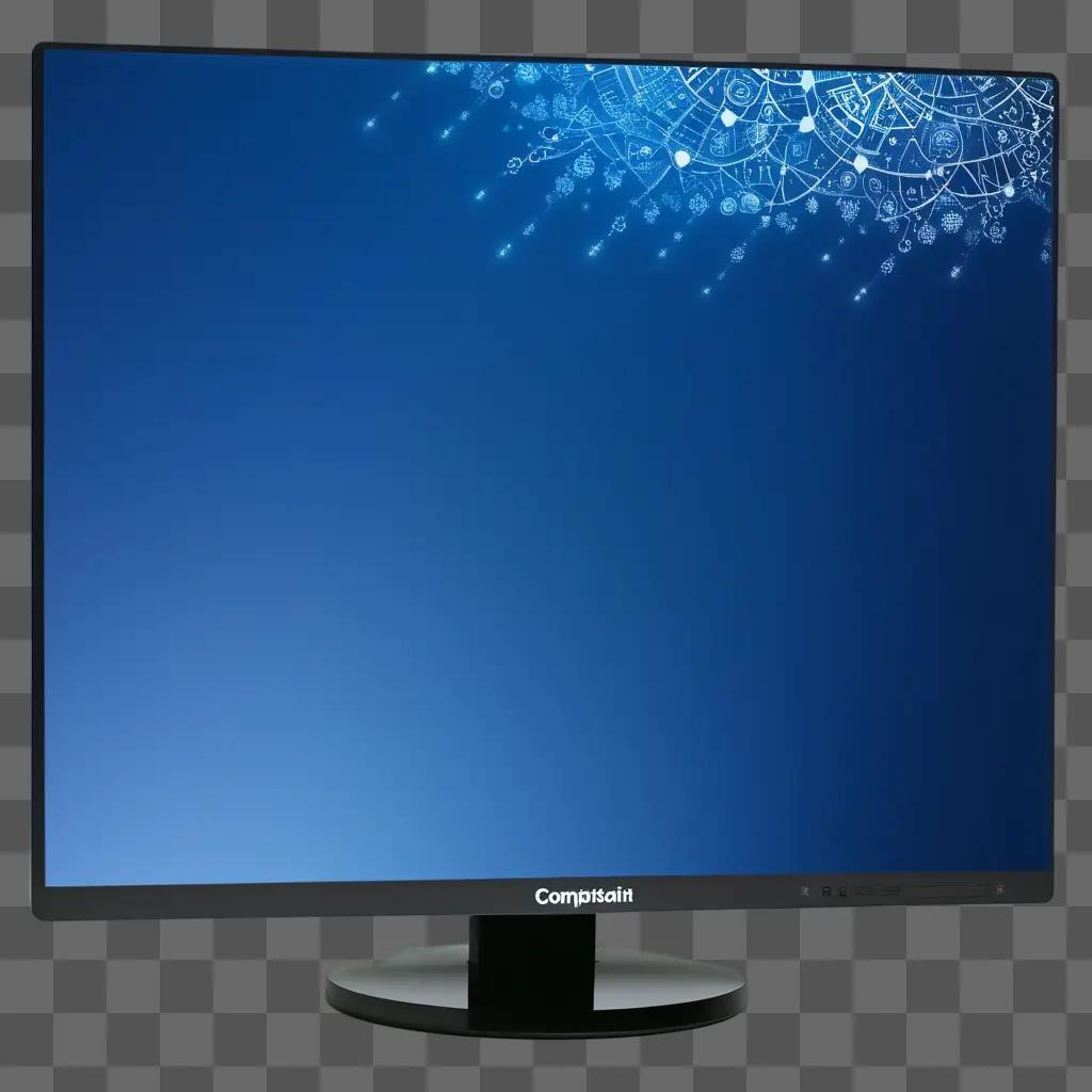 transparent computer screen with a blue background