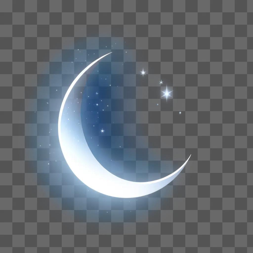 transparent crescent moon against a starry background