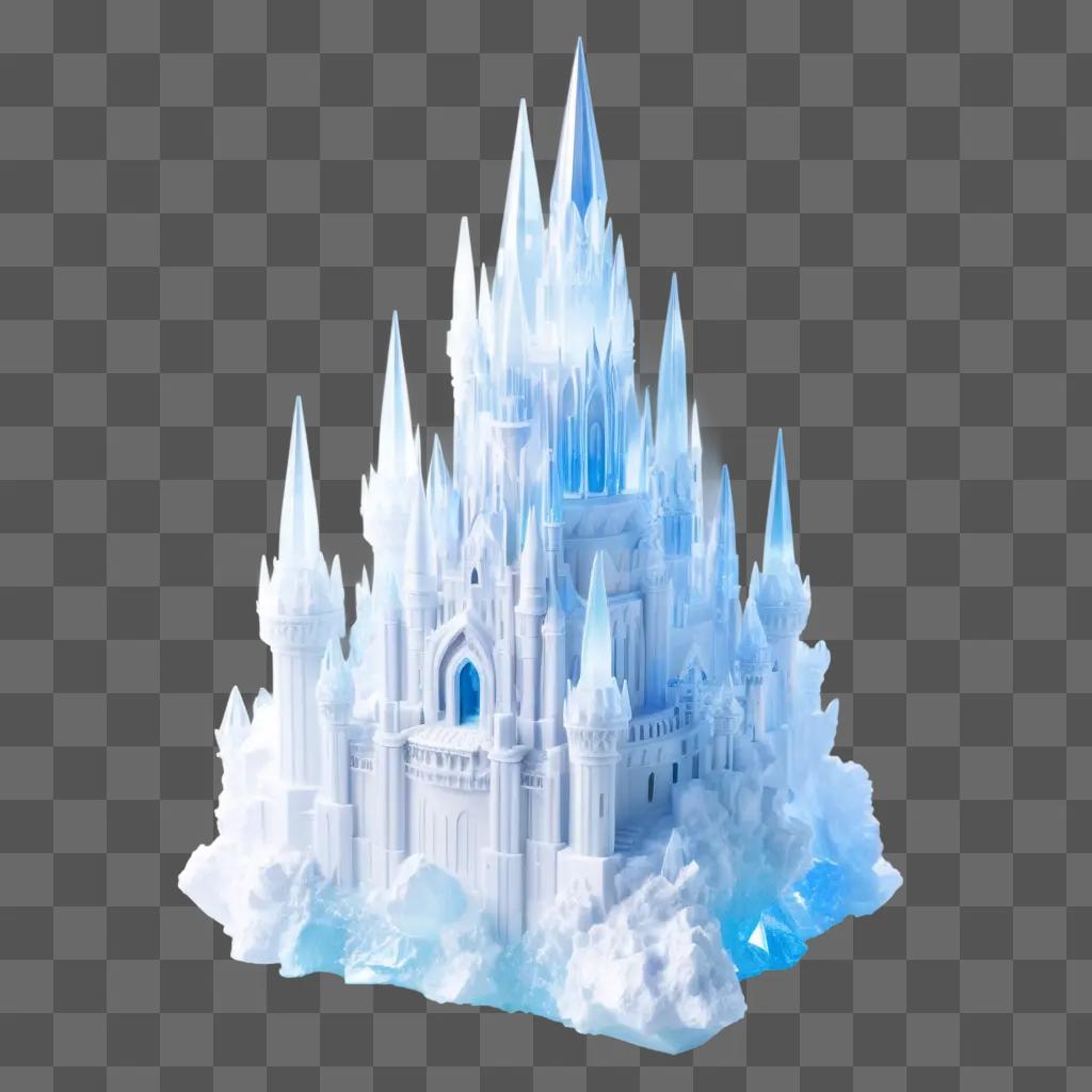 transparent crystal castle in a blue background