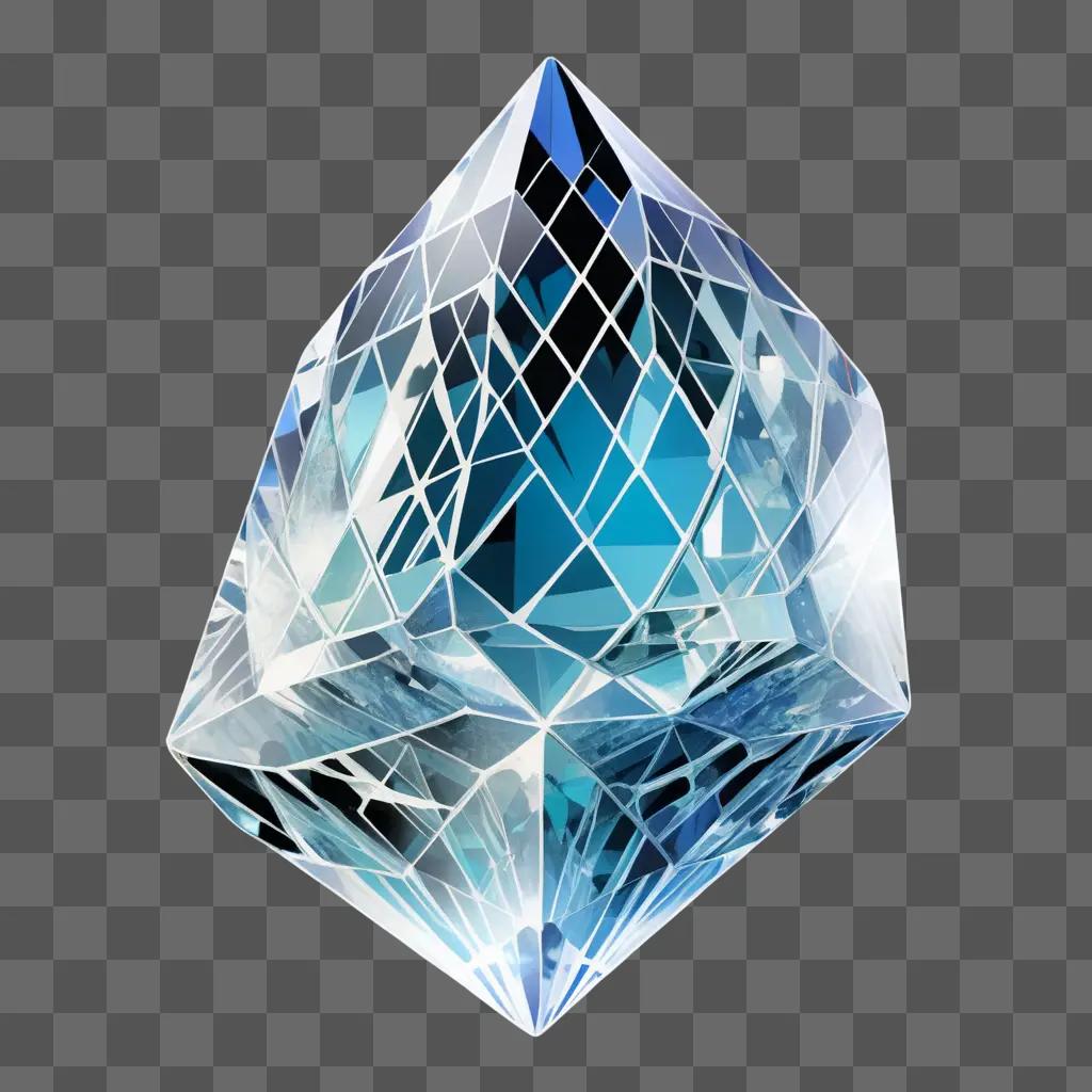 transparent crystal diamond against a blue background