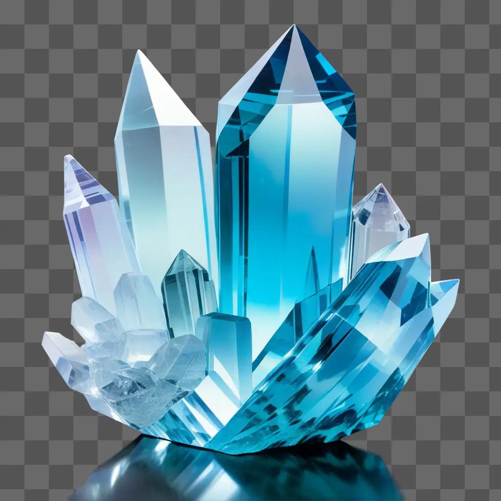 transparent crystal is on a blue background