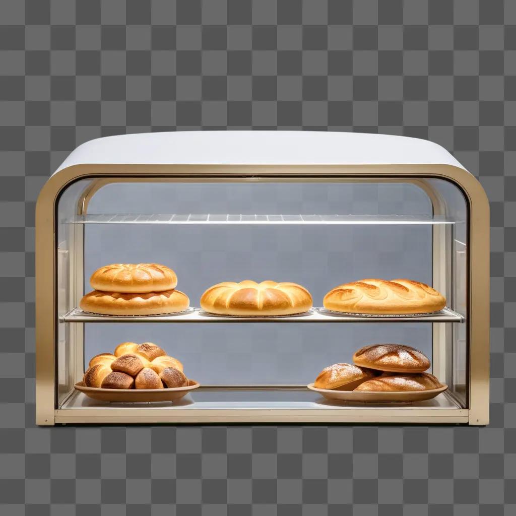 transparent display case with various baked goods