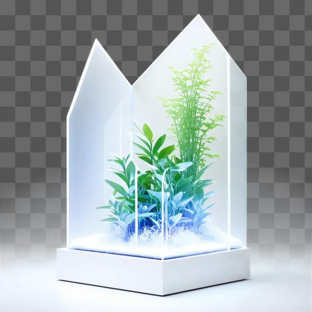 transparent display with plants inside