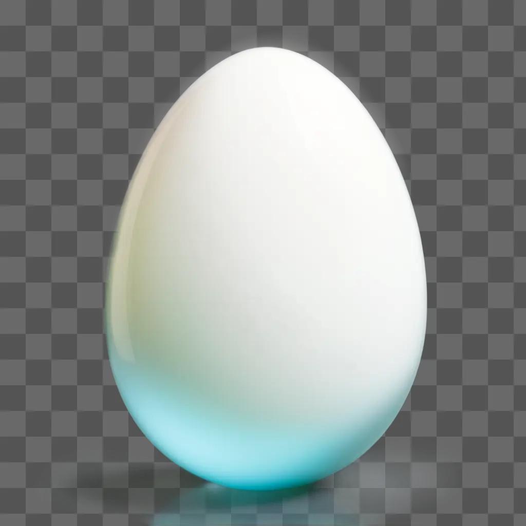 transparent egg rests on a white surface