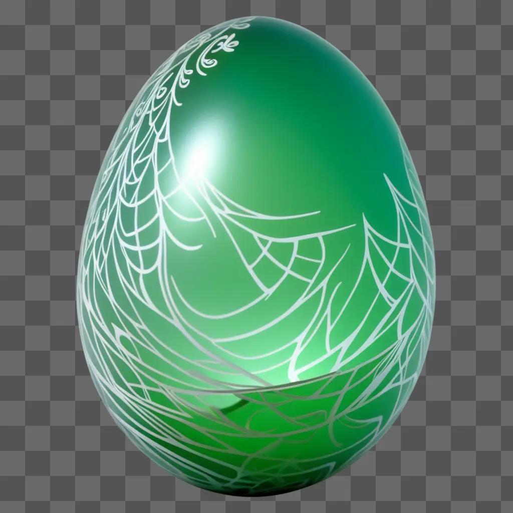 transparent egg with a white design on it