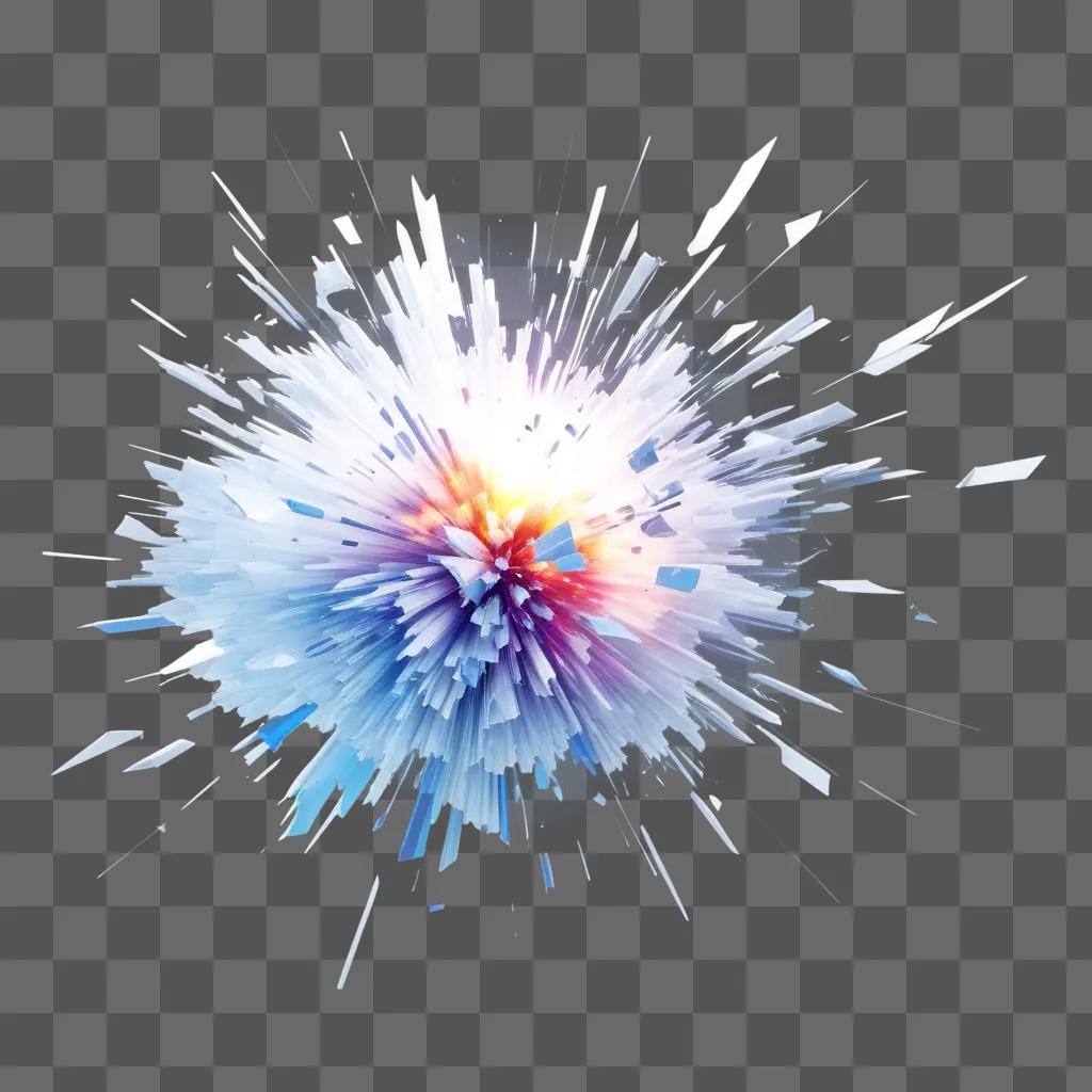 transparent explosion fills a light blue background