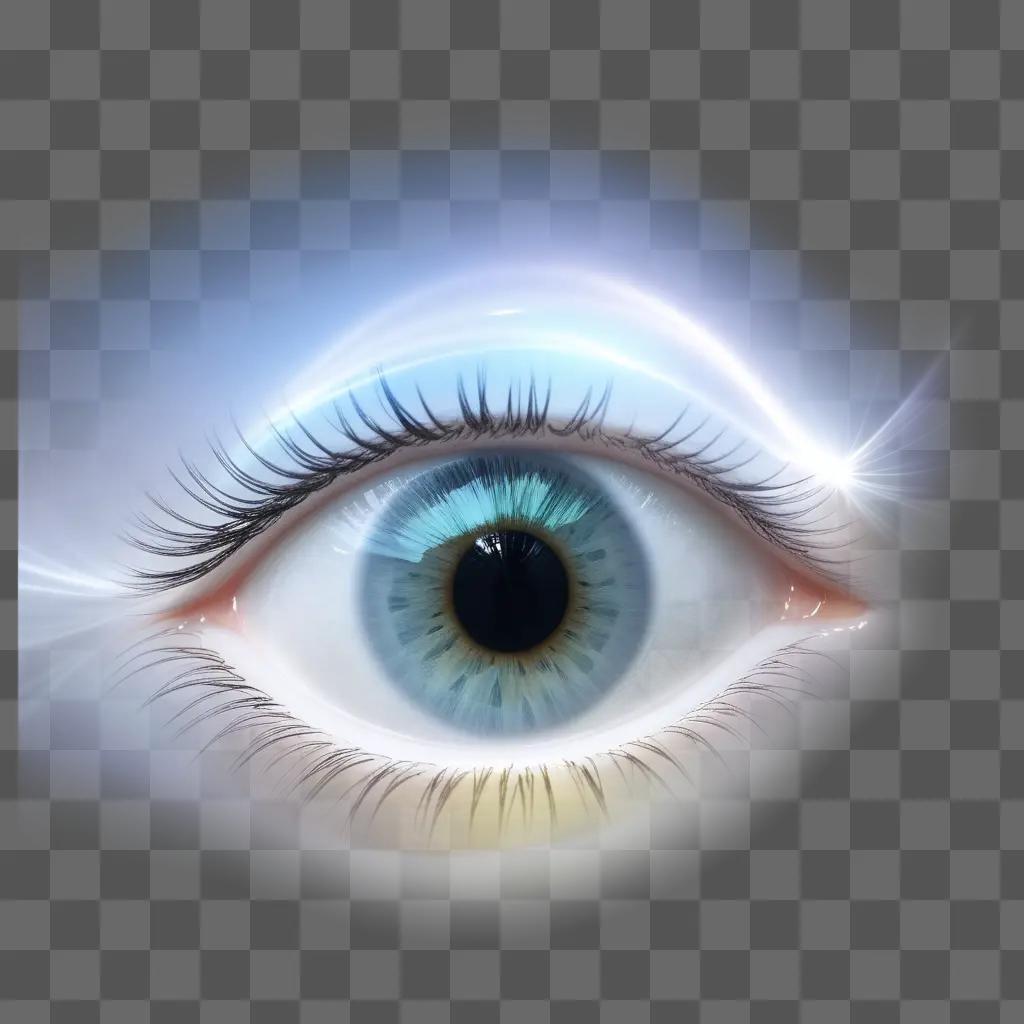 transparent eye with a blue iris and black pupil