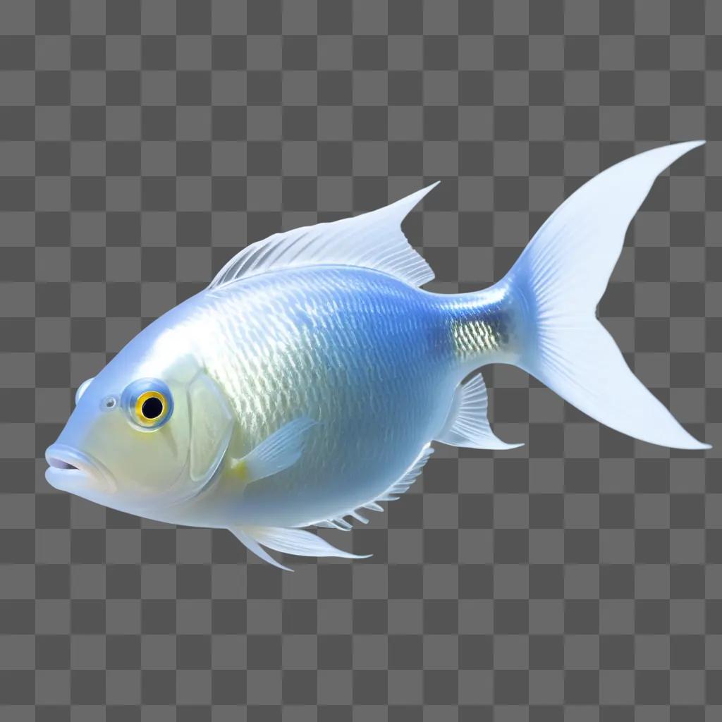 青い背景に透明な魚が泳ぐ