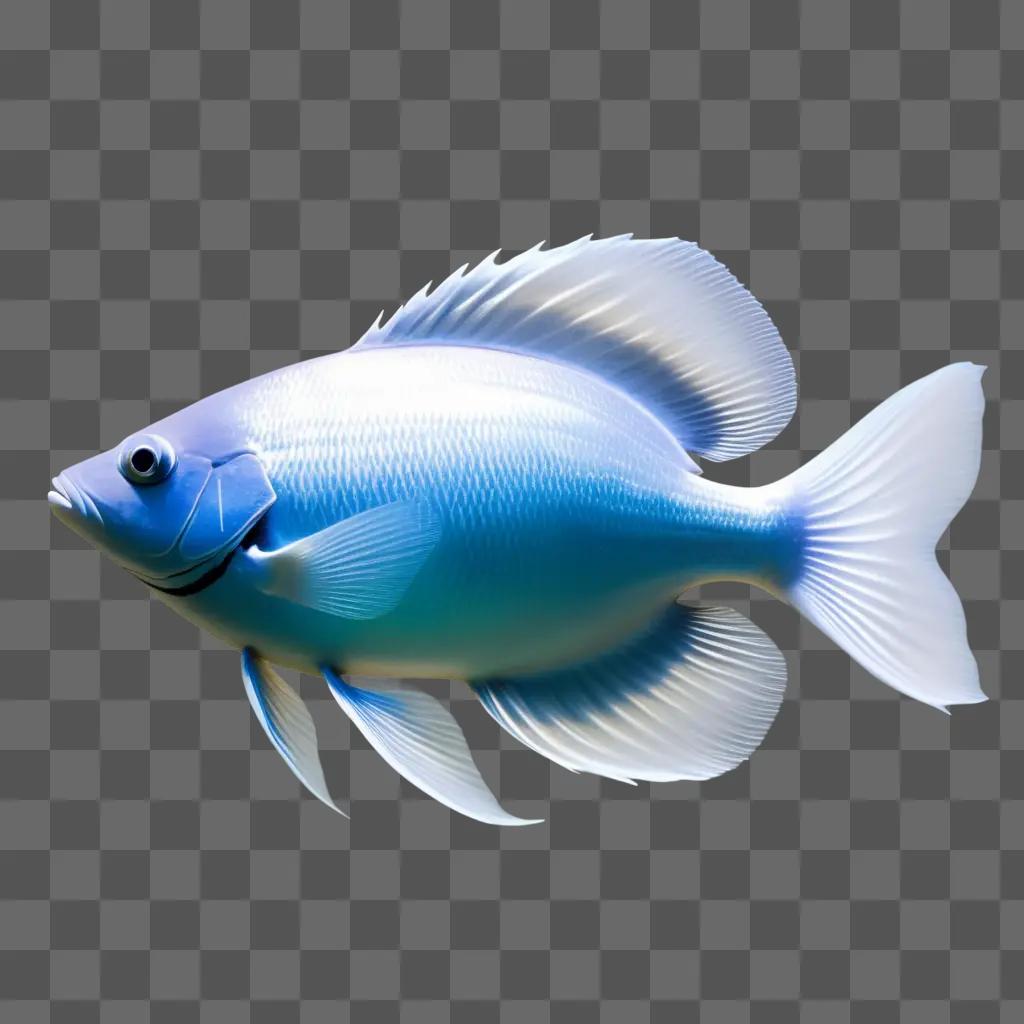 transparent fish with a blue body and white fins