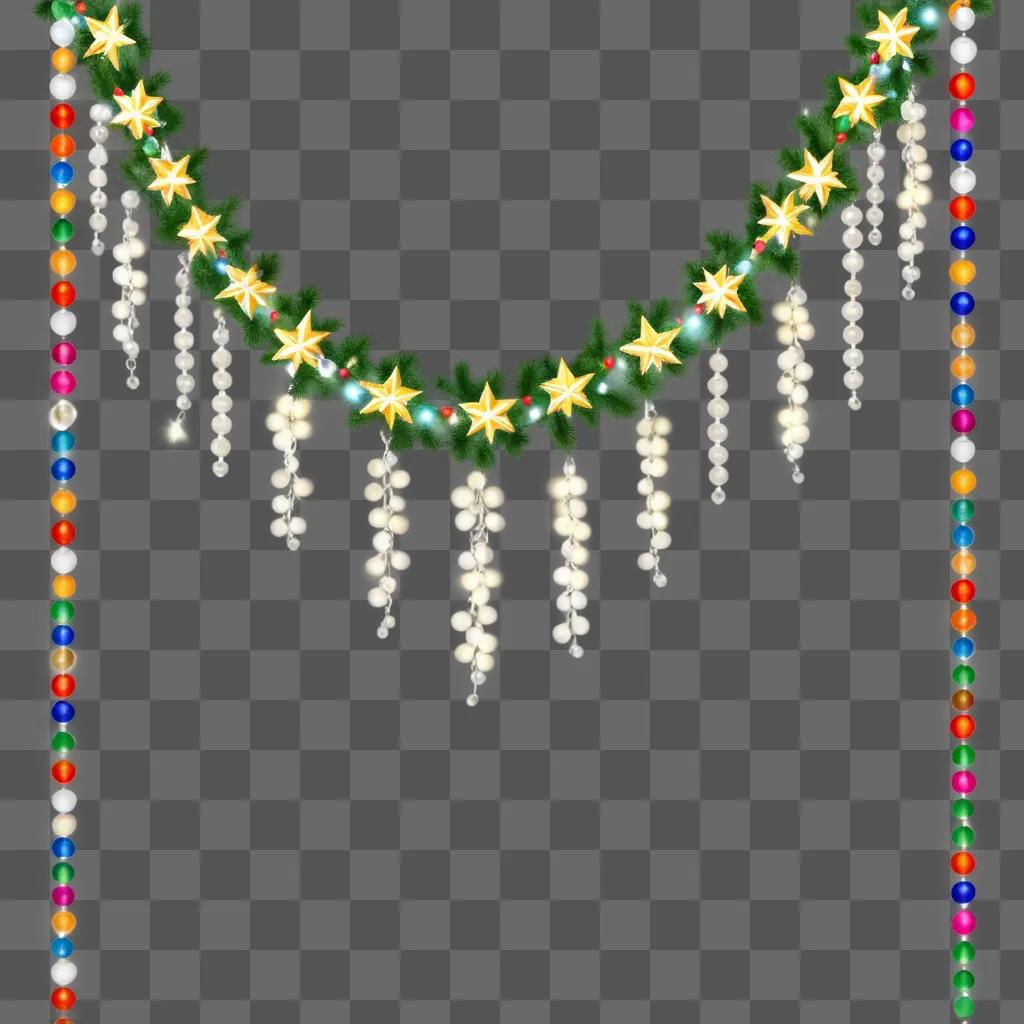 transparent garland with stars and beads