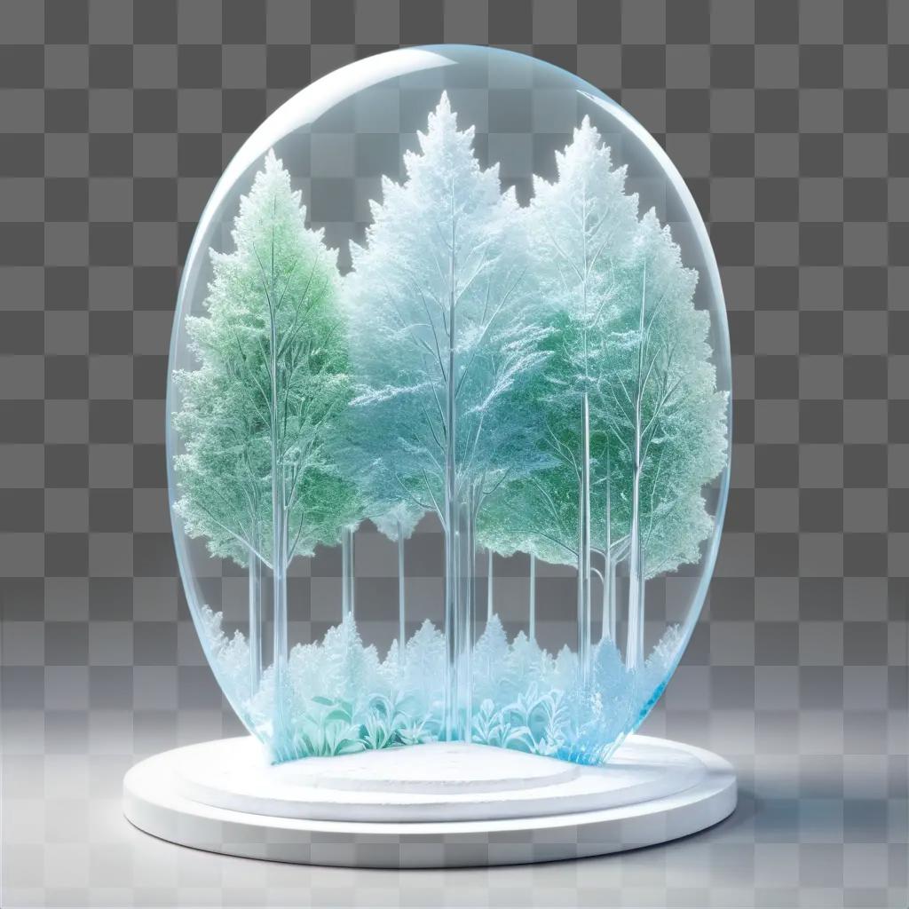 transparent globe houses a snowy scene of trees