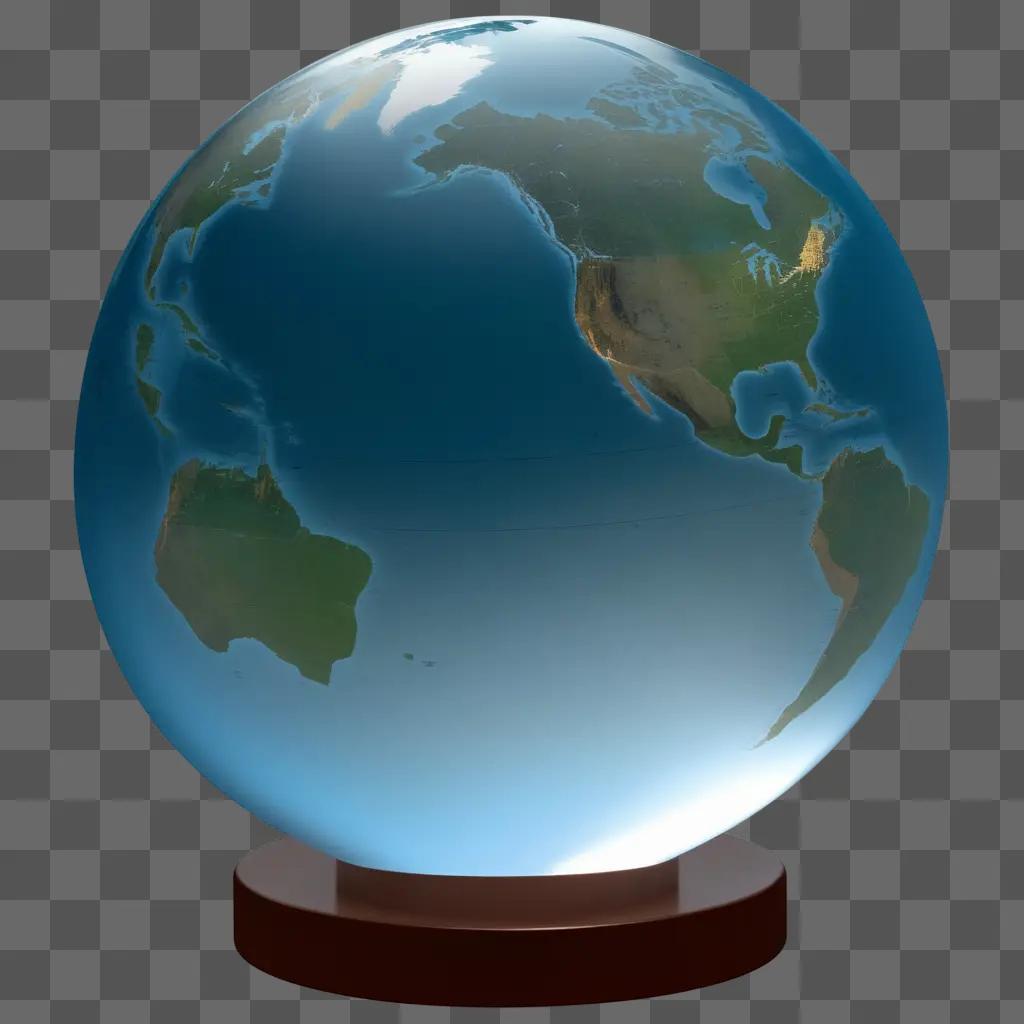 transparent globe is on a stand