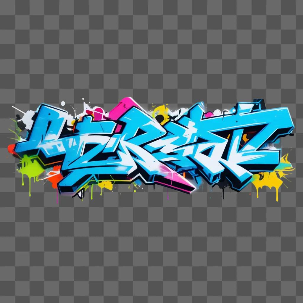 transparent graffiti design on a blue background