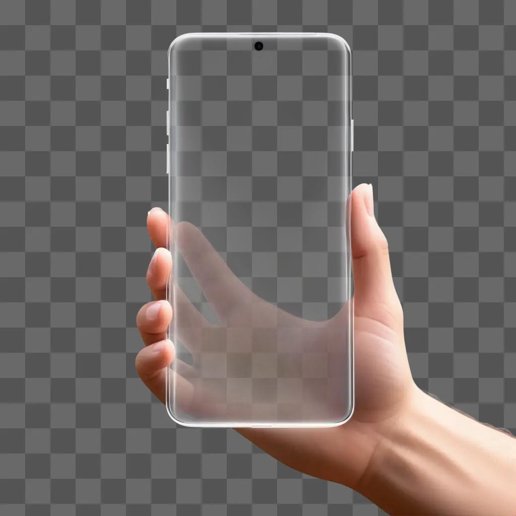 transparent hand holding a transparent phone