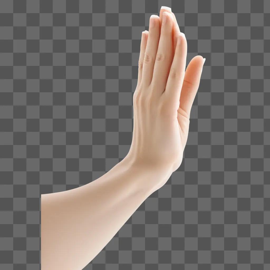 transparent hand is shown with a praying position