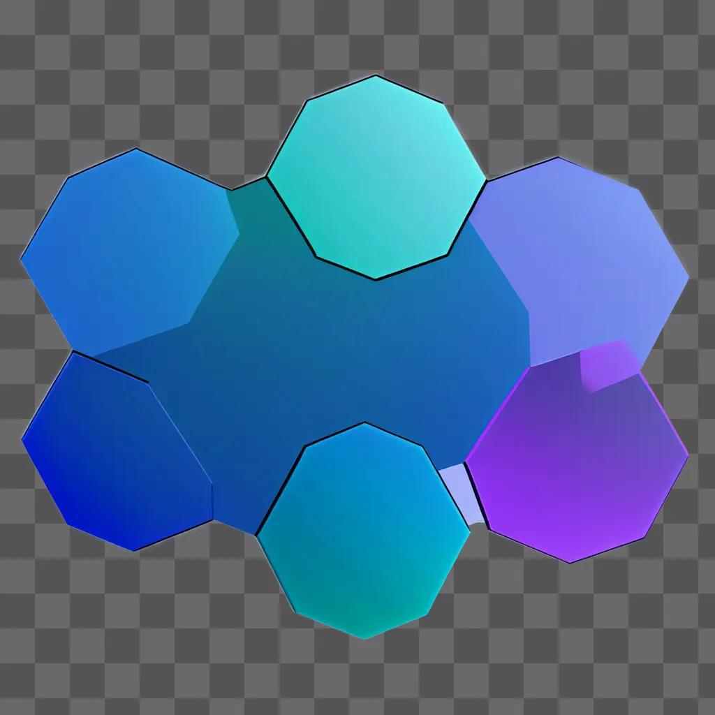 transparent hexagon is in a blue background