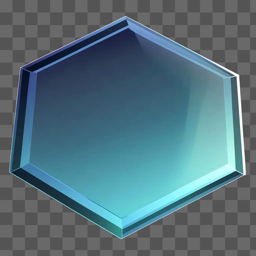 transparent hexagon sits against a blue backdrop