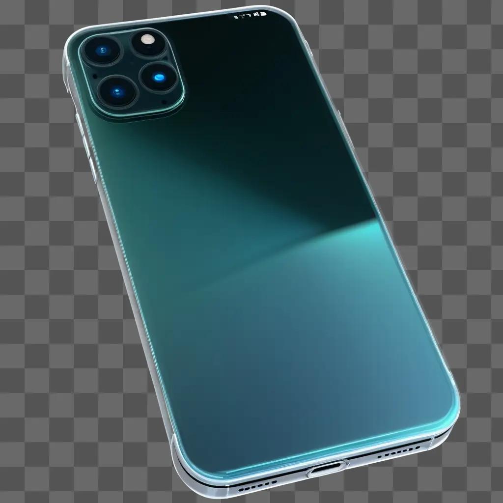 transparent iPhone 15 sits on a blue background