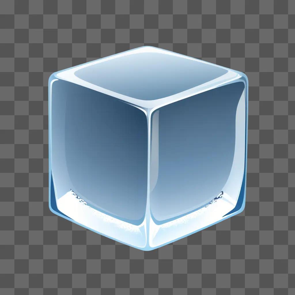 transparent ice cube on a light blue background